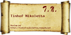 Tinhof Nikoletta névjegykártya